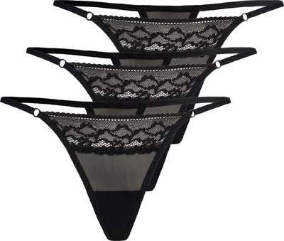 Produktbild von Teyli 3er Pack: Damen Tanga mit floraler Spitze Errori Female 379-3 schwarz L/XL