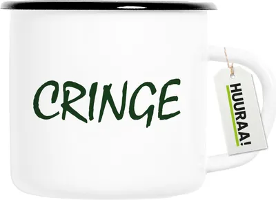 Produktbild von Huuraa Emaille Tasse Cringe Jugendwort 300ml Vintage Campingbecher Geschenkidee