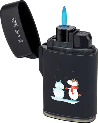 Produktbild von Mr. & Mrs. Panda sturmfeuerzeug Einhorn Schneemann - Schwarz - Geschenk, Schnee, gas anzünder, Gasfeuerzeug, Unicorn, Winter, Kuchen, zigarettenanzünder, Feuerzeug