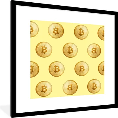 Produktbild von MuchoWow® MuchoWow® Gerahmtes Poster Bitcoin - Gold - Muster - Gelb 40x40 cm - Poster mit zchwarzem Bilderrahmen - Poster - Plakat im Rahmen