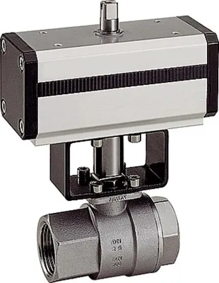 Produktbild von Riegler Edelstahlkugelhahn, pneumat. Stellantrieb, doppeltwirkend, Rp 1