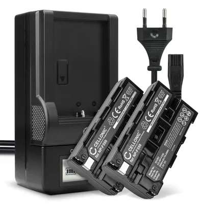 Image de CELLONIC 2x Batterie pour Appareil photo Compatible avec Sony HDR-FX1000E, HDR-FX7E, CCD-SC5, NP-F330 - (2600mAh, 7.4V) + Chargeur