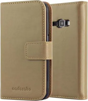 Obrázok produktu pre Cadorabo kryt pre Samsung Galaxy J1 2016 ochranný kryt v hnedej farbe kryt na mobilný telefón puzdro typu kniha puzdro