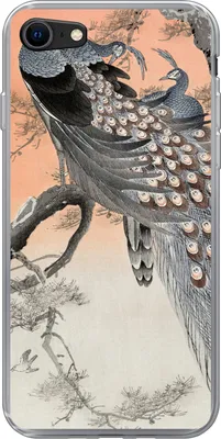 Produktbild von MuchoWow® Handyhülle Schutzhülle Hülle für Telefoonhoesje iPhone SE 2020 Pfauenfedern - Pfau - Vintage Silikon Softcase Handy Hülle - Kartenbesitzer