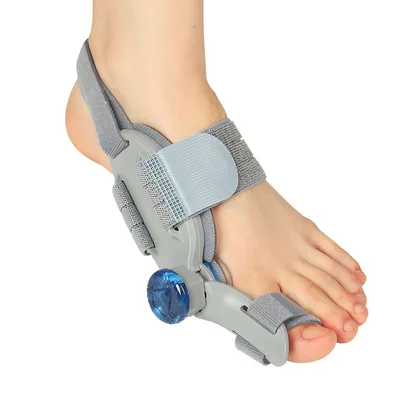 Immagine prodotto di Correttore per dita dei piedi ZELURXX, regolabile, universale per piede destro e sinistro, per la correzione dell'alluce valgo, lunghezza 17 cm, bottone blu, grigio