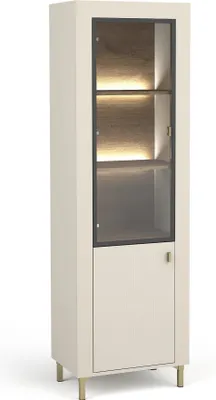 Produktbild von Vitrine Mossa Mo3 Vitrinenschrank 60X194X40 Cm Schrank 2 Türiger Cashmere (Ohne Beleuchtung)