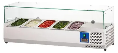Productafbeelding van Starline pizzakoeler met glazen afdekking - geschikt voor 5x GN 1-4 bakplaten