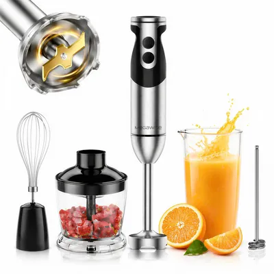 Image de Ensemble de mixeur plongeant MegaWise 5-en-1, mixeur manuel de 400 W avec une puissance maximale de 800 W