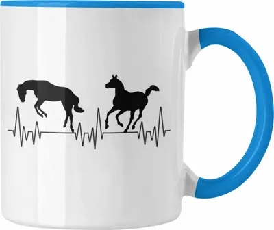 Produktbild von Trendation - Pferde Reiten Herzschlag Tasse Geschenk für Reiterin Hobby Geschenkidee (Blau)
