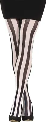 Produktbild von Halloween-Strumpfhose mit vertikalen Streifen in Schwarz und Weiß