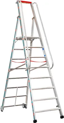 Produktbild von Euro-Profi Alu Podestleiter mit großem Standpodest Mod. S326 - Stufenanzahl: 8, Länge: 3,00 m