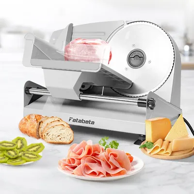 Produktbild von Allesschneider 200W Edelstahlmesser mit Wellenschliff,klappbar platzsparend, elektrische Schneidemaschine Brotschneidemaschine, Profi