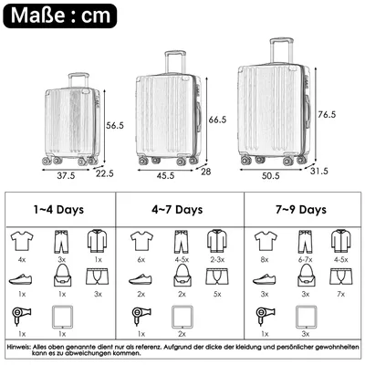 Produktbild von Merax Koffer Hartschalen-Koffer Trolley Rollkoffer Reisekoffer Handgepäck, TSA Zollschloss, 4 Rollen, Teleskopgriff, ABS-Material, M-56,5 * 37,5 * 22,