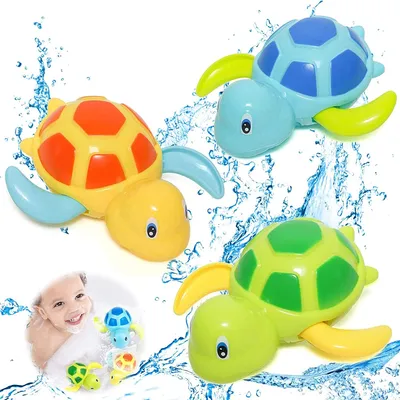 Produktbild von 3 Stück Baby Badespielzeug,Wasserspielzeug Kinder,Bandewanne Baby Bade,Bad Schwimmen,Uhrwerk Schildkröte,Badewanne Pool Spielzeug,Schwimmbad Spielzeug