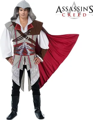 Assassins Creed Kostüm Ezio deluxe für Herren Gr. M-XL weiß rot Computerspiel Mittelalter Fasching Karneval