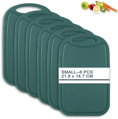 Produktbild von Famanu Frühstücksbrettchen Set, 6-teilig, 22 x 15 cm, antibakteriell, Kunststoff, rutschfest, BPA-frei, grün