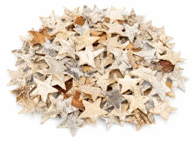 Produktbild von Birkenrinden Sterne 80 Stk. ca. 4 cm Streudeko Weihnachten Basteln Natur