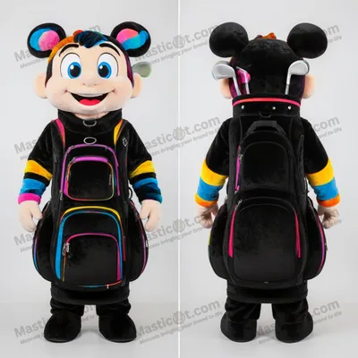 Image de Mascotte MASTICOT costume de sac de golf noir arrondi