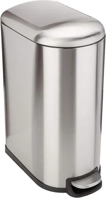 Produktbild von Mülleimer Küche, 40L, Edelstahl Gebürstet, Rechteckig, 48x29xH64cm, Pedalbetätigung