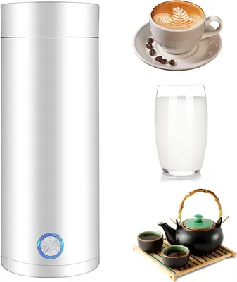 Produktbild von Reise Wasserkocher tragbarer Thermobecher Wasserbecher 400ml leichter Mini-Wasserkocher 304 Edelstahl Thermoskanne Teekanne