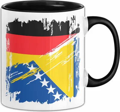 Produktbild von Bosnien Und Herzegowina Deutschland Flagge Halb Deutscher Halb Bosnier Fußball Germany 2024 Europa Bosnia And Herzegovina (Schwarz)