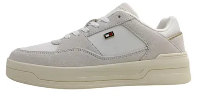 Image de Tommy Hilfiger Essential : Baskets basses pour femmes, style sportif, lacets, couleur blanche