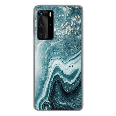 Produktbild von MuchoWow® Handyhülle Schutzhülle Hülle für Huawei P40 Pro Naturstein - Glitter - Muster Silikon Softcase Handy Hülle - Schutz