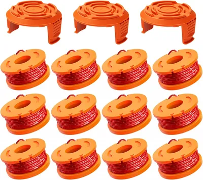 Produktbild von Rasentrimmer Spule Für Rasentrimmer, Trimmer Fadenspule Für Rasentrimmer,Trimmer Spulenmodell WA0010 WA0004 WA0004.1, Ø 1,65mm, 3m Länge (12 Ersatzspulen + 3 Kappe WA6531)