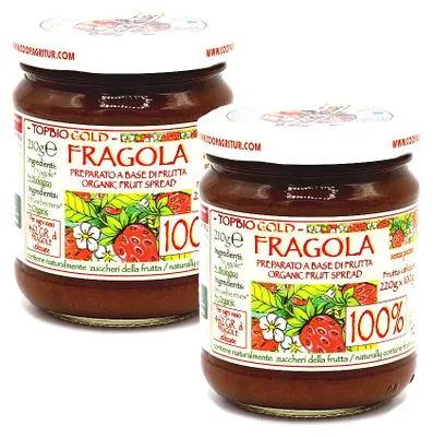 Produktbild von Agritur -  Erdbeerkompott 100 Prozent Frucht ohne Zuckerzusatz - Glas 2 x 210 g