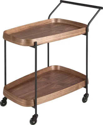 Immagine prodotto di Carrello minibar in legno di noce e acciaio nero 3291