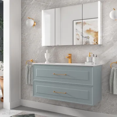 Immagine prodotto di Mobiletto Renoir 1000 Blue Fog con 2 cassetti sospeso
