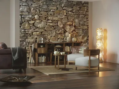Produktbild von Komar Fototapete "Stone Wall", grau/braun, 368 x 254 cm