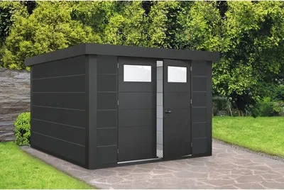 Produktbild von Gartenhaus Classico 2724 inkl. Regenrinne 288 x 258 cm granitgrau