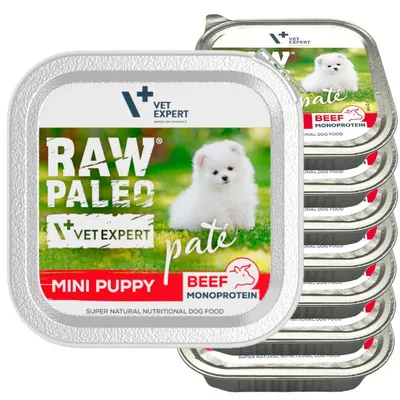 Zdjęcie produktu dla Raw Paleo Pate Mini Puppy Beef Tacka 8x150g Mokra Karma Dla Szczeniąt Małych Ras z Wołowiną