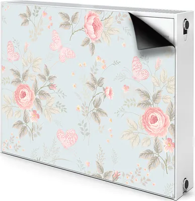 Produktbild von Magnet Heizkörperverkleidung Heizkörper-Abdeckung Heizung Heizkörper 110x60 cm  - Rosen und Schmetterlinge