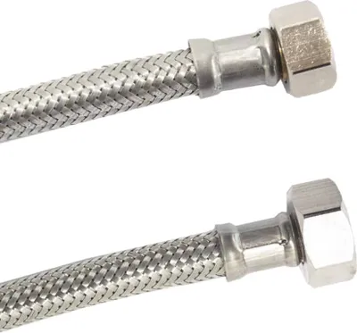 Produktbild von DN8 DVGW Panzerschlauch m. Edelstahlumflechtung 3/8" ÜM x 1/2" ÜM 1500 mm