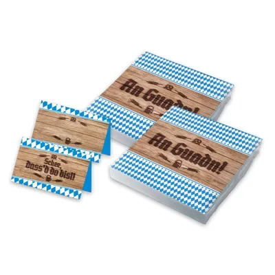Produktbild von itenga 40x Servietten mit 48x Tischkarten Set - Schön dass du da bist - Bayrisch blau weiß