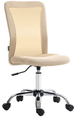 Produktbild von Drehbarer Bš¹rostuhl ohne Armlehnen, Netzgewebe, h?henverstellbar, Belastbarkeit 100 kg, 43 x 58 x 90šC100 cm, beige