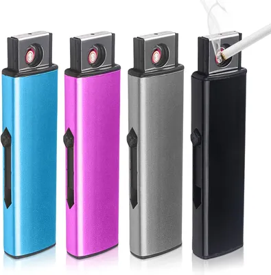 Imagen del producto de Encendedores eléctricos, juego de 4 unidades, encendedores USB, encendedores de arco eléctrico, con encendido de doble cara, recargables, ideales para la cocina y la barbacoa