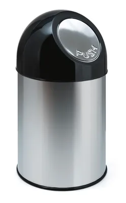 Produktbild von Abfallbehälter mit Druckdeckel 30 Liter, Edelstahl, Schwarz