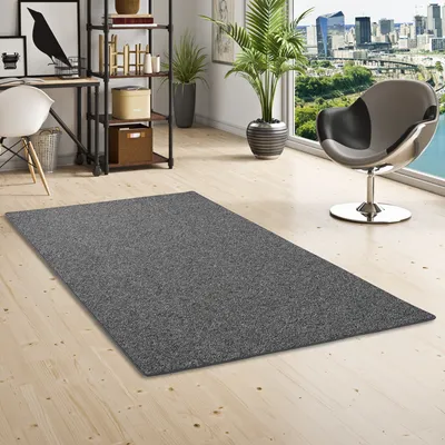 Produktbild von Luxus Woll-Optik Berber Teppich Juna Anthrazit Meliert, Größe:100x100 cm