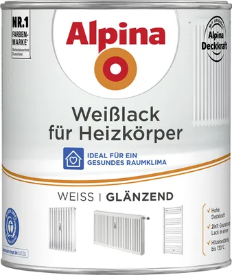 Produktbild von Alpina Weißlack für Heizkörper glänzend weiß 750 ml