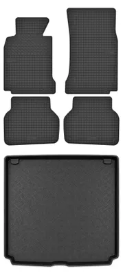 Productafbeelding van Rubberen automatten + kofferbakmat voor BMW Seria 5 E39 1996-2004 (stationwagen) – 5-delig, zwart, op maat – Wielganizator