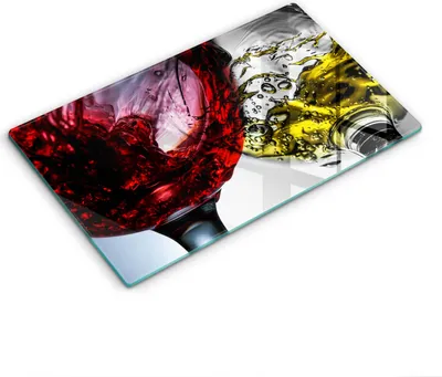 Produktbild von Glasschneideplatte - Herdabdeckplatte - 52x30 cm - Schneidebrett - Spritzschutz - Weingläser