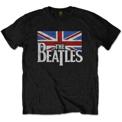 Obrázek produktu pro The Beatles - Dop T Logo & Vintage Flag Dětské tričko 7 - 8 let - černé