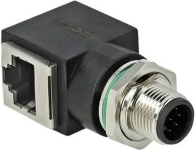Produktbild von Delock Netzwerkadapter M12 8 Pin A-kodiert Stecker zu RJ45 Buchse