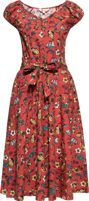 Produktbild von QUEEN KEROSIN Swing Kleid Mit Tropischem All-Over-Print Hawaii Rot S