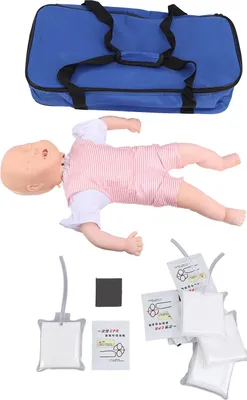 Immagine prodotto di Training Heimlich-Manövermodell Simulierte Atemwegsobstruktion Notfall-Pflegefähigkeiten Übungs-Säuglingspuppe für den Unterricht