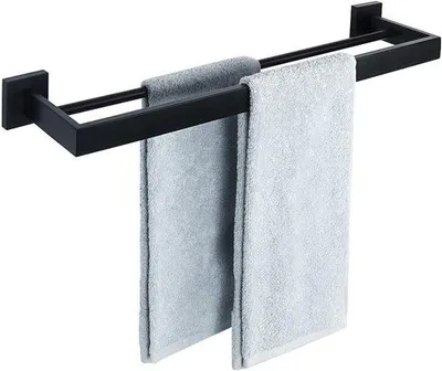 Image de Porte-serviettes double, fixation murale, porte-serviettes de salle de bain, acier inoxydable, gamme haut de gamme, double, pour salle de bain et cuisine, 60 cm