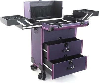Productafbeelding van Beauty Trolley - Make-up Koffer - Professionele Make-up - Aluminium Frame - 37x24cm - Zwart